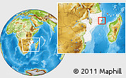 Physical Location Map of Mossuril, highlighted country, within the entire country