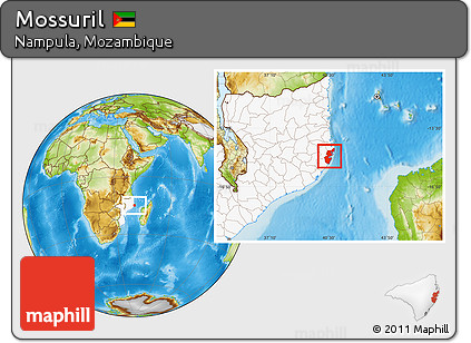 Physical Location Map of Mossuril, highlighted country