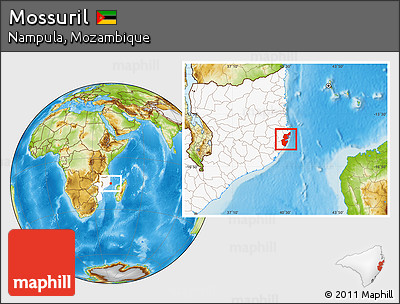 Physical Location Map of Mossuril, highlighted country