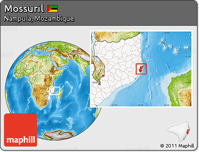 Physical Location Map of Mossuril, highlighted country