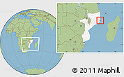 Savanna Style Location Map of Mossuril, highlighted country, within the entire country