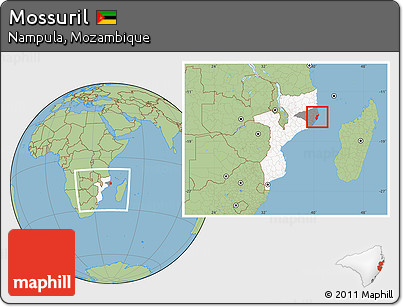 Savanna Style Location Map of Mossuril, highlighted country, highlighted parent region, within the entire country