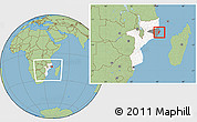 Savanna Style Location Map of Mossuril, highlighted country, highlighted parent region, within the entire country