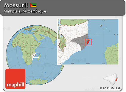Savanna Style Location Map of Mossuril, highlighted country, highlighted parent region