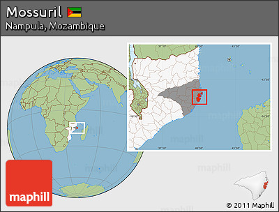Savanna Style Location Map of Mossuril, highlighted country, highlighted parent region
