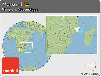 Savanna Style Location Map of Mossuril, highlighted parent region, within the entire country