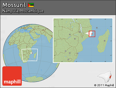 Savanna Style Location Map of Mossuril, highlighted parent region, within the entire country