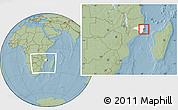 Savanna Style Location Map of Mossuril, highlighted parent region, within the entire country, hill shading
