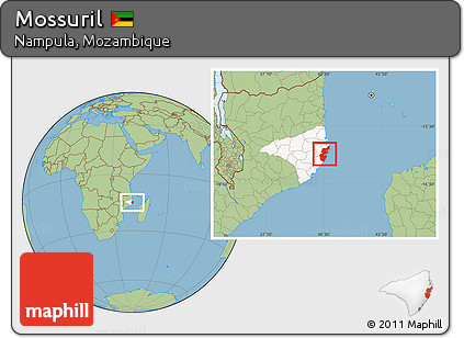 Savanna Style Location Map of Mossuril, highlighted parent region