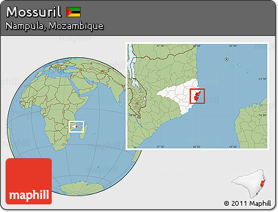 Savanna Style Location Map of Mossuril, highlighted parent region