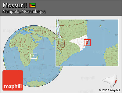Savanna Style Location Map of Mossuril, highlighted parent region