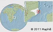 Savanna Style Location Map of Mossuril, highlighted parent region, hill shading