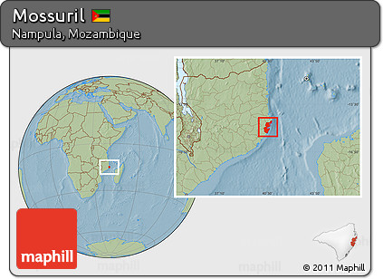 Savanna Style Location Map of Mossuril, hill shading