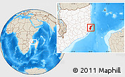 Shaded Relief Location Map of Mossuril, highlighted country