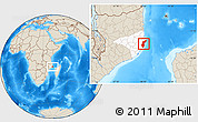 Shaded Relief Location Map of Mossuril, highlighted parent region