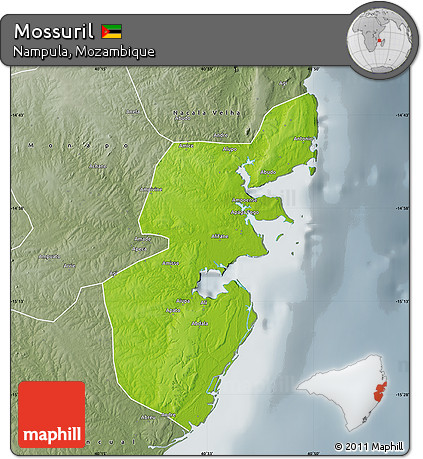 Physical Map of Mossuril, semi-desaturated