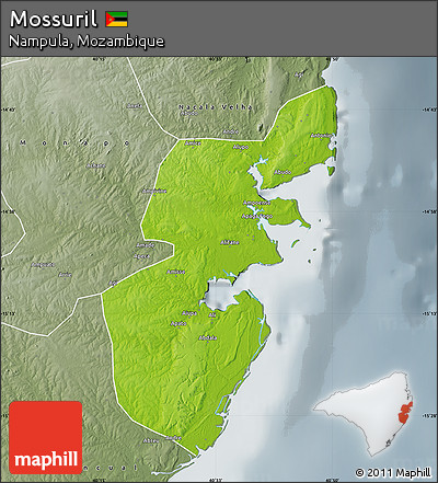 Physical Map of Mossuril, semi-desaturated