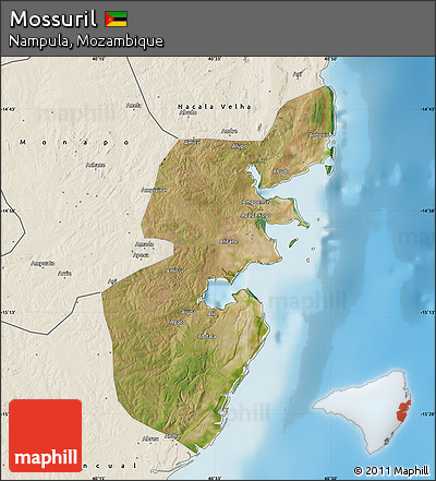 Satellite Map of Mossuril, shaded relief outside