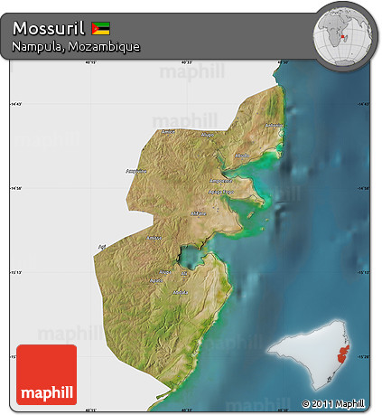 Satellite Map of Mossuril, single color outside
