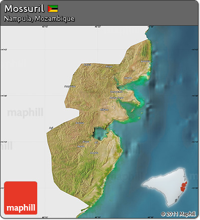 Satellite Map of Mossuril, single color outside