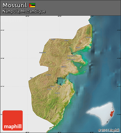 Satellite Map of Mossuril, single color outside