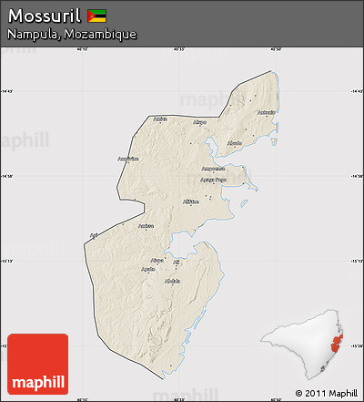 Shaded Relief Map of Mossuril, cropped outside