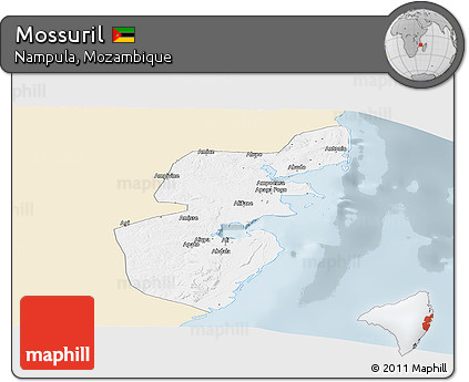 Classic Style Panoramic Map of Mossuril, single color outside