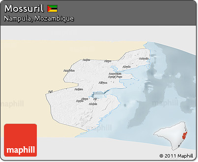 Classic Style Panoramic Map of Mossuril, single color outside