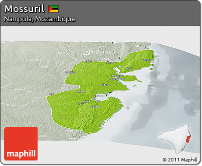 Physical Panoramic Map of Mossuril, lighten, semi-desaturated