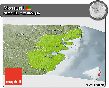 Physical Panoramic Map of Mossuril, semi-desaturated