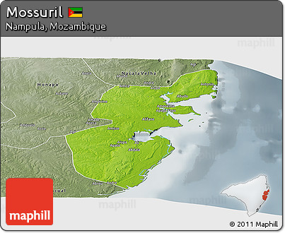 Physical Panoramic Map of Mossuril, semi-desaturated