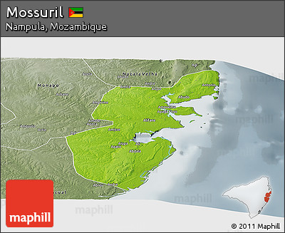 Physical Panoramic Map of Mossuril, semi-desaturated