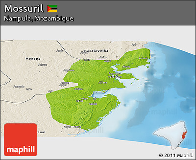 Physical Panoramic Map of Mossuril, shaded relief outside