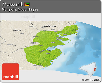 Physical Panoramic Map of Mossuril, shaded relief outside