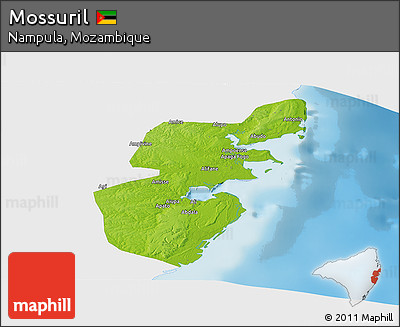 Physical Panoramic Map of Mossuril, single color outside