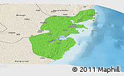 Political Panoramic Map of Mossuril, shaded relief outside