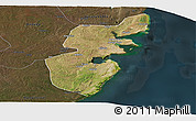 Satellite Panoramic Map of Mossuril, darken