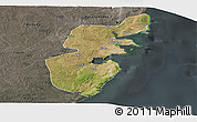 Satellite Panoramic Map of Mossuril, darken, semi-desaturated