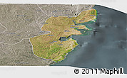 Satellite Panoramic Map of Mossuril, semi-desaturated