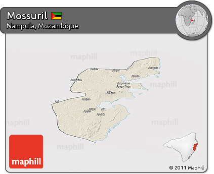 Shaded Relief Panoramic Map of Mossuril, cropped outside