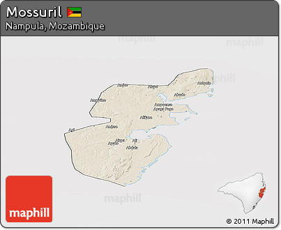 Shaded Relief Panoramic Map of Mossuril, cropped outside