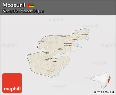 Shaded Relief Panoramic Map of Mossuril, cropped outside