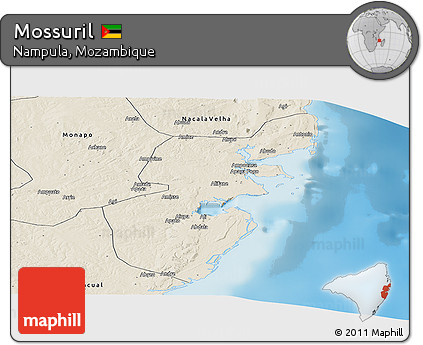 Shaded Relief Panoramic Map of Mossuril