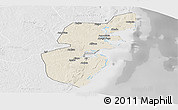 Shaded Relief Panoramic Map of Mossuril, lighten, desaturated