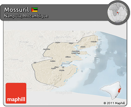 Shaded Relief Panoramic Map of Mossuril, lighten