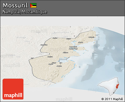 Shaded Relief Panoramic Map of Mossuril, lighten
