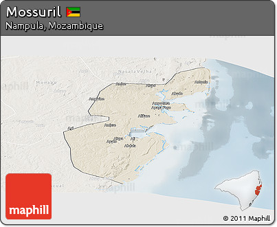 Shaded Relief Panoramic Map of Mossuril, lighten