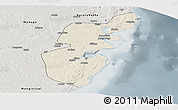 Shaded Relief Panoramic Map of Mossuril, semi-desaturated