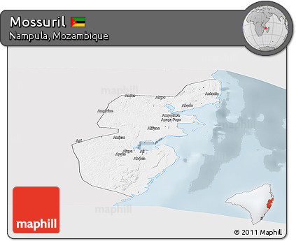 Silver Style Panoramic Map of Mossuril, single color outside