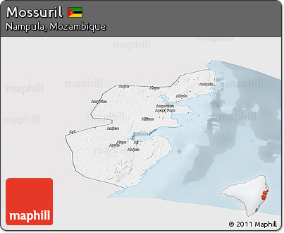 Silver Style Panoramic Map of Mossuril, single color outside